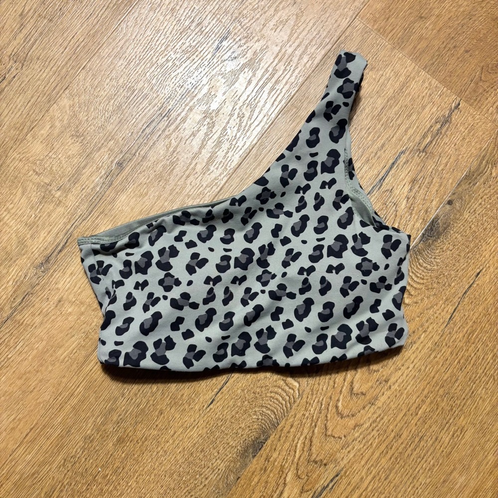 Ryderwear Adapt One Shoulder Sports Bra Gray Leopard
